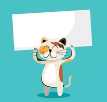 schattig kat Holding blanco banier vector illustratie