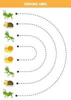 traceren lijnen voor kinderen. schattig glimlachen insecten voor kinderen. vector