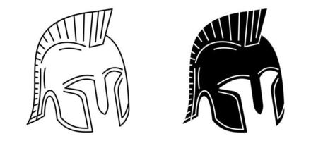 oude hoptila spartaans helm schets en glyph icoon vector