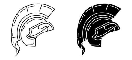 oude helm hoptila spartaans schets en glyph icoon vector