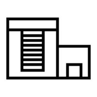 magazijn gebouw icoon lijn geïsoleerd Aan wit achtergrond. zwart vlak dun icoon Aan modern schets stijl. lineair symbool en bewerkbare hartinfarct. gemakkelijk en pixel perfect beroerte vector illustratie