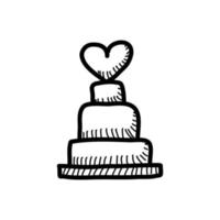 liefde taart icoon met hand- trek stijl vector