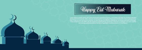 eid mubarak Islamitisch achtergrond, gelukkig eid mubarak banier illustratie, Islamitisch groet kaart religie moslim viering. Arabisch modern schoonschrift vector