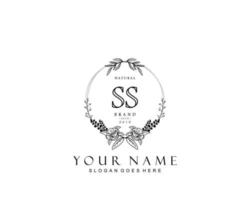 eerste ss schoonheid monogram en elegant logo ontwerp, handschrift logo van eerste handtekening, bruiloft, mode, bloemen en botanisch met creatief sjabloon. vector