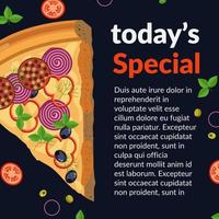 vandaag speciaal, pizza plak promo menu in cafe vector