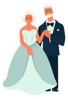 senior mensen hebben bruiloft, huwelijk van twee vector
