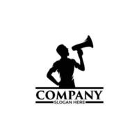 silhouet van Mens Holding megafoon logo ontwerp inspiratie vector