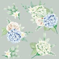 naadloos patroon bloemen hortensia waterverf vector