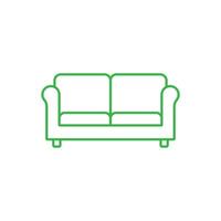 eps10 groen vector lijn kunst sofa abstract icoon of logo geïsoleerd Aan wit achtergrond. leven kamer meubilair schets symbool in een gemakkelijk vlak modieus modern stijl voor uw website ontwerp, en mobiel app