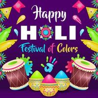 gelukkig holi festival van kleuren, hand- en verf kleurrijk 3d illustratie vector