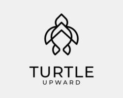 schildpad zee schildpad oceaan naar boven pijl succes groei lijn kunst lineair vlak mascotte vector logo ontwerp