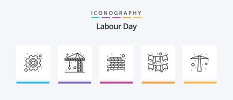 arbeid dag lijn 5 icoon pak inclusief versnelling. kunnen. licht. arbeid. kalender. creatief pictogrammen ontwerp vector