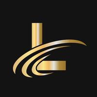 eerste brief l logo ontwerp met swoosh teken logotype gebaseerd alfabet bedrijf logo vector