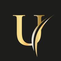 eerste monogram brief u logo met luxe concept vector