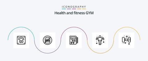 Sportschool lijn 5 icoon pak inclusief Sportschool. sport. geschiktheid. Sportschool. halter vector