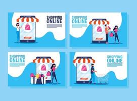 online winkelen en e-commerce-bannerset vector