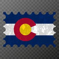 port postzegel met Colorado staat grunge vlag. vector illustratie.