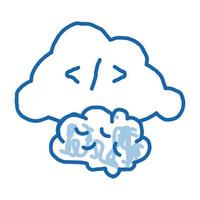 hersenen wolk scheiding tekening icoon hand- getrokken illustratie vector