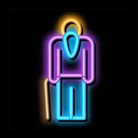 ouderling Mens stok neon gloed icoon illustratie vector