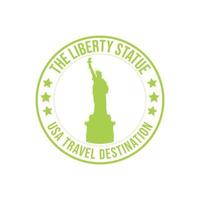 rubber postzegel met de tekst de vrijheid standbeeld reizen bestemming geschreven binnen de stempel. Amerika de vrijheid historisch standbeeld architectuur reizen bestemming grunge rubber postzegel vector