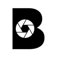 eerste brief b fotografie logo camera lens concept. fotografie logo symbool vector