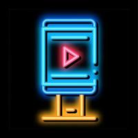 video reclame Aan telefoon neon gloed icoon illustratie vector