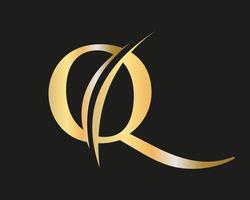 eerste monogram brief q logo met luxe concept vector