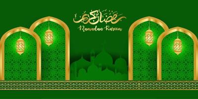 Ramadan kareem gemakkelijk zich verwaardigen met groen kleur vector