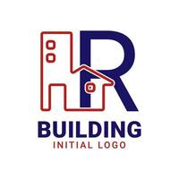 brief r gebouw eerste vector logo ontwerp