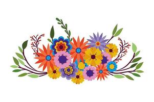 bloemen van vele kleuren pictogram op witte achtergrond vector