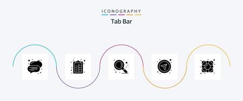 tab bar glyph 5 icoon pak inclusief . steun. zoom. redder in nood. navigatie vector