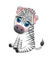 schattig zebra in koptelefoon, liefde voor muziek. aantekeningen en treble sleutels vector