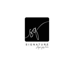 eerste sq schoonheid monogram en elegant logo ontwerp, handschrift logo van eerste handtekening, bruiloft, mode, bloemen en botanisch met creatief sjabloon. vector