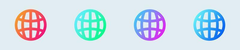 wereldbol lijn icoon in helling kleuren. web tekens vector illustratie