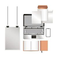 mockup laptop smartphone en huisstijl decorontwerp vector