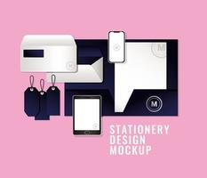 tassen en mokken mockup set met donkerblauw vector