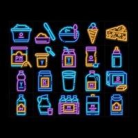 zuivel drinken en voedsel neon gloed icoon illustratie vector