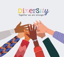 diversiteit samen zijn we sterker en handen raken elkaar aan vector