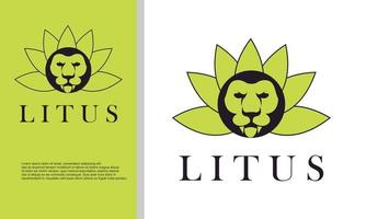 logo illustratie vector grafisch van leeuw hoofd combineren met lotus