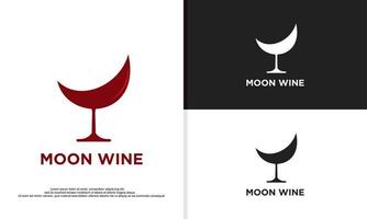 logo illustratie vector grafisch van halve maan maan gecombineerd met glas van wijn