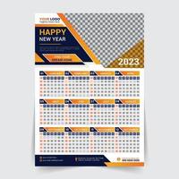 modern 2023 nieuw jaar muur kalender ontwerp sjabloon vector, creatief hoge kwaliteit drukklare kalender ontwerp sjabloon vector