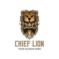 leeuw chef hoofd logo vector mascotte sjabloon