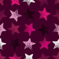 naadloos patroon met hand- getrokken sterren Aan Purper achtergrond. abstract grunge textuur. vector illustratie