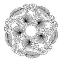 bloemen mandala met tropisch bladeren. monster, palm. kleur bladzijde. vector. vector