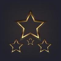 groep van schijnend sterren in vector illustratie stijl, goud sterren icoon, symbool, Mark en voorwerp. helling gouden ster vorm Aan een donker achtergrond.
