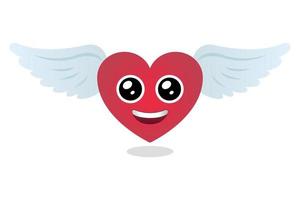 schattig hart emoji met wit Vleugels vector