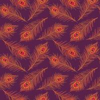 naadloos patroon van Pauw veren-fluweel paars Pauw patroon ontwerp vector