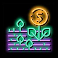 geld boom Aan veld- neon gloed icoon illustratie vector