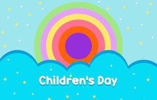 kinderen dag achtergrond met blauw kleur, regenboog, sterren vector