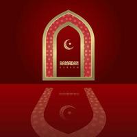 Islamitisch groet Ramadan kareem kaart plein achtergrond rood goud kleur ontwerp voor Islamitisch partij vector